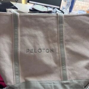 GUC Peloton Large Cotton Canvas Boat Tote Bag – Beige with Light Blue Trim